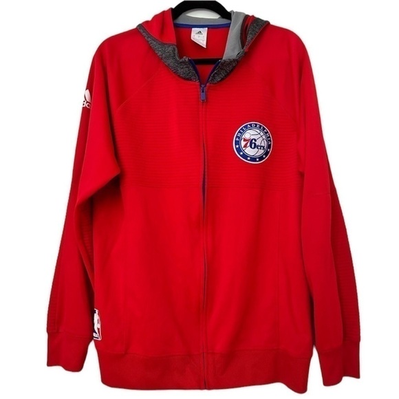 Adidas Philadelphia Sixers Hooded Popover Jacket - Picture 1 of 7